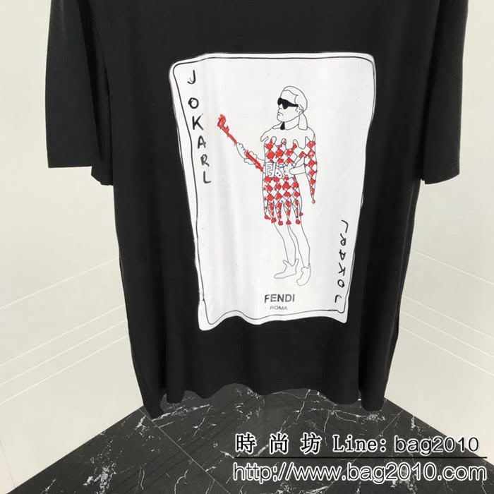 FENDI芬迪 19ss新款短袖 撲克牌老佛爺印花主題 黑色兩色 男女同款 ydi2291